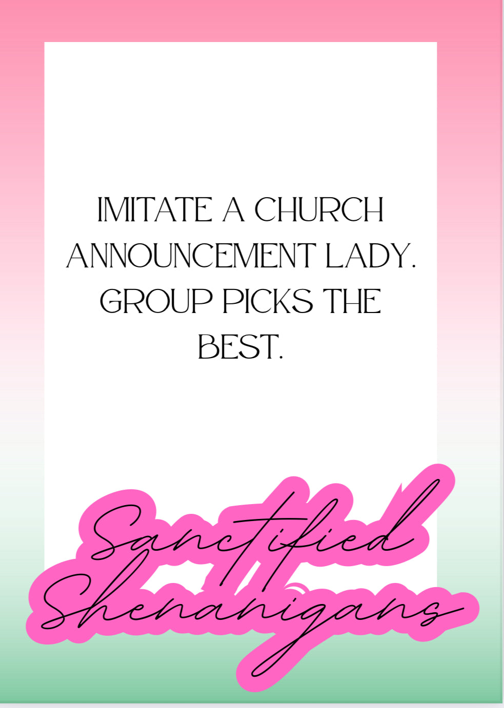 Sanctified Shenanigans™ - Printable Christian Card Game | Fun Black Church Family Game | Digital Download