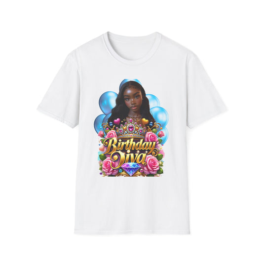 Birthday Diva T-Shirt | Unisex Softstyle Tee, Birthday Gift, Celebration Apparel, Party Outfit, Fun Gift for Her