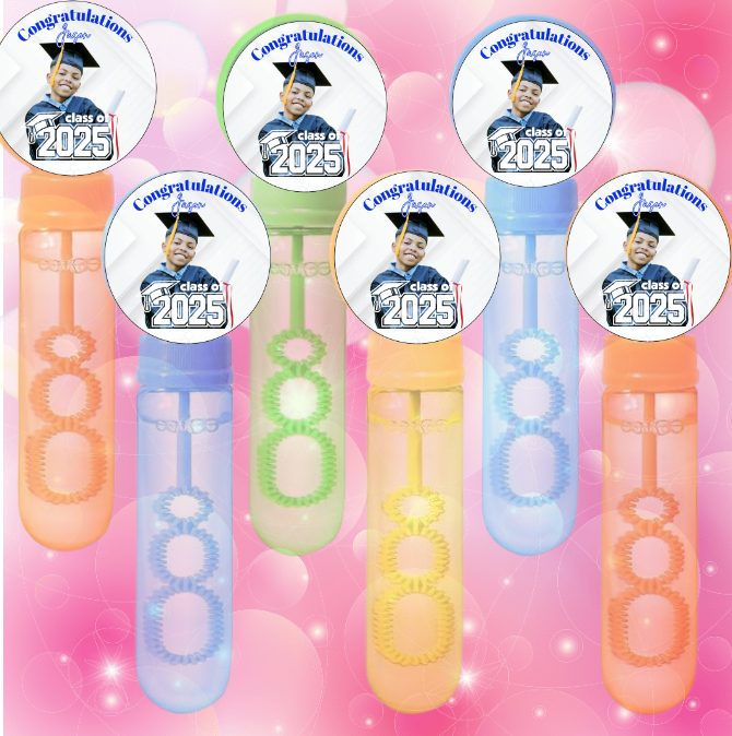 Mini Bubbles with Custom Label Party Favors(12 ASSORTED COLORS)