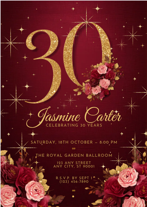 Luxury 30th Birthday Invitation Template