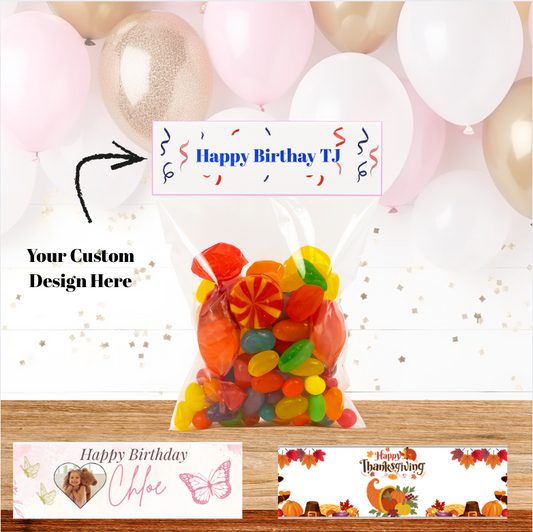 Treat Bag Party Favors – Includes Candy + Custom Topper + Poly Bag