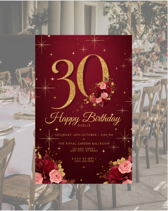 Luxury 30th Birthday Invitation Template